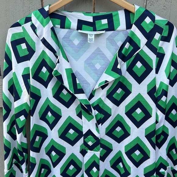 Diane Von Furstenberg Vintage Line Silk Dress Sz 4 Geometric Contemporary - Picture 2 of 7